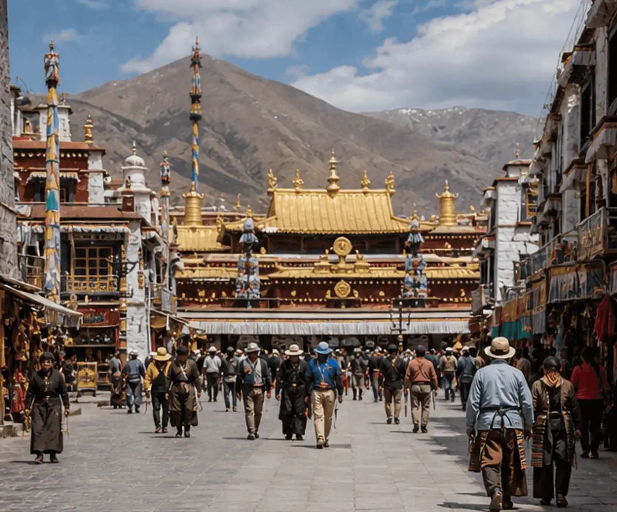 Barkhor Street old Lhasa neighborhood on a private Lhasa city tour