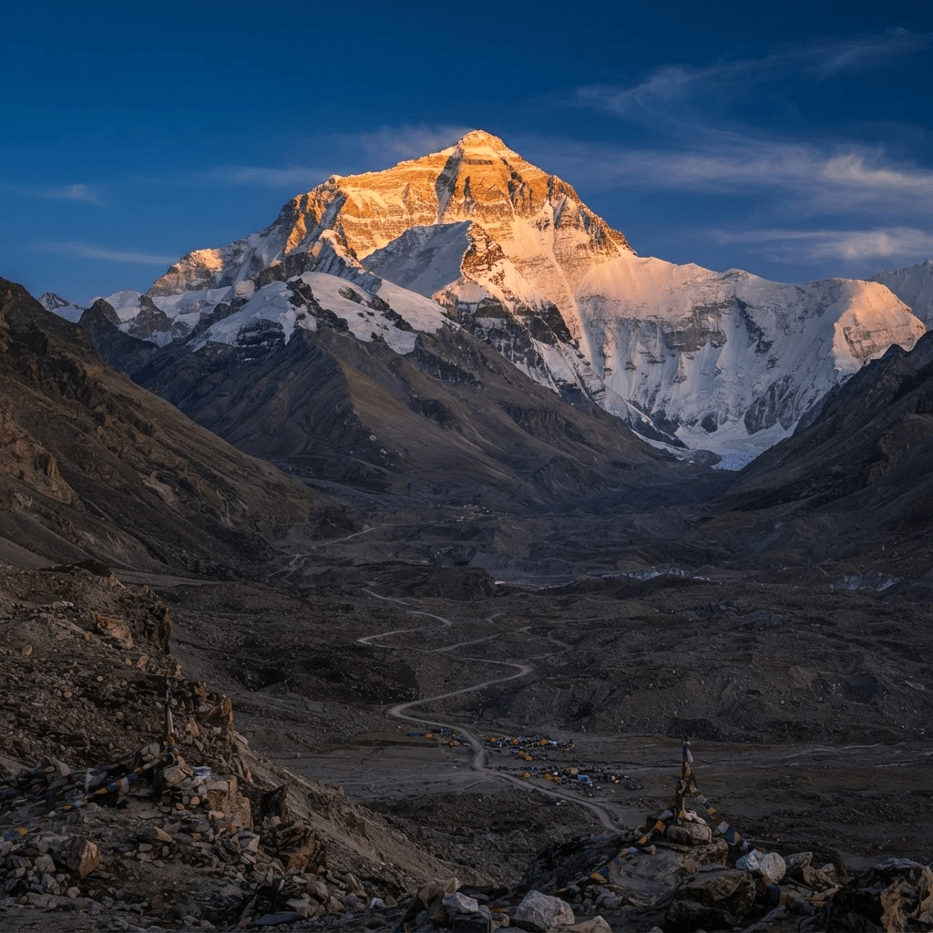 Golden-hour sunset over Mount Everest