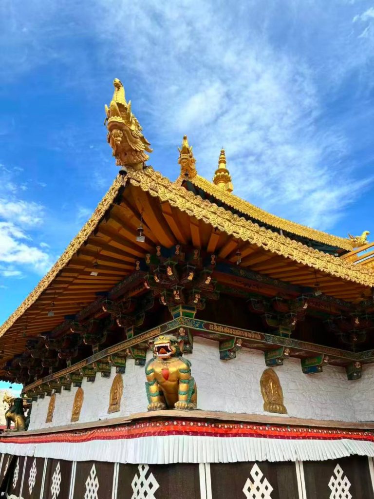 Traveler walking through the Jokhang Temple and Barkhor area in old Lhasa