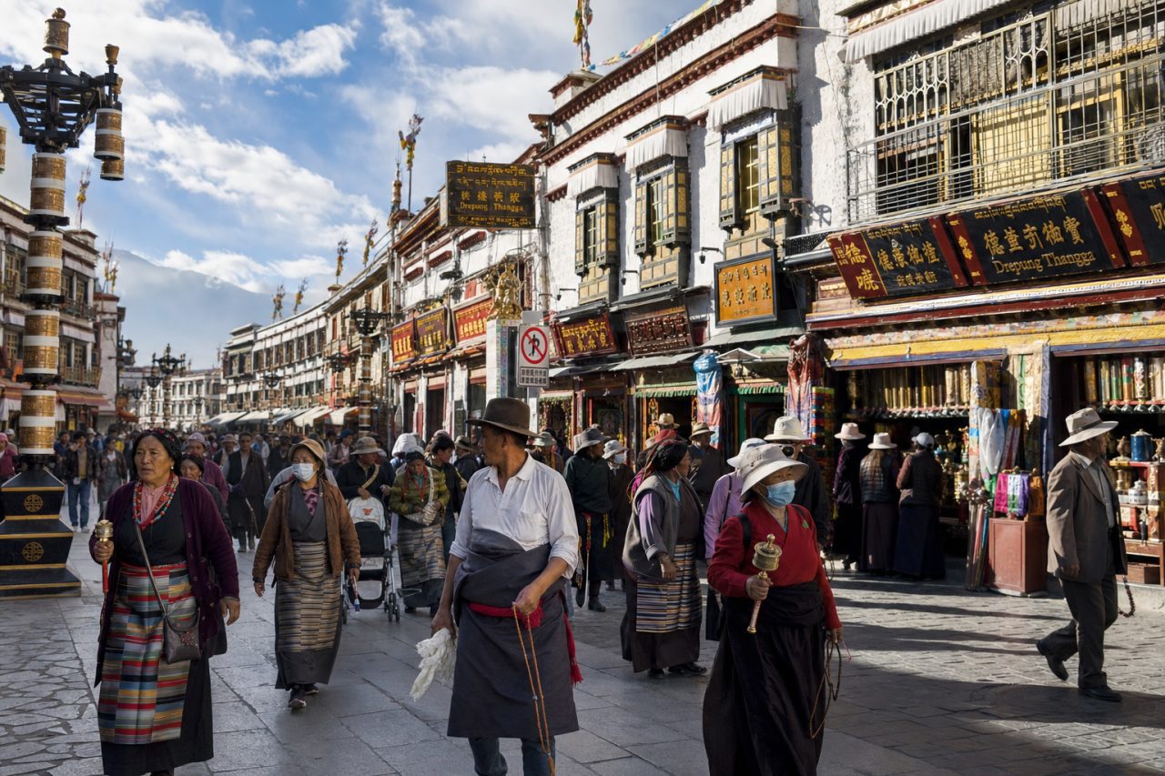 Barkhor Street travel scene in Lhasa