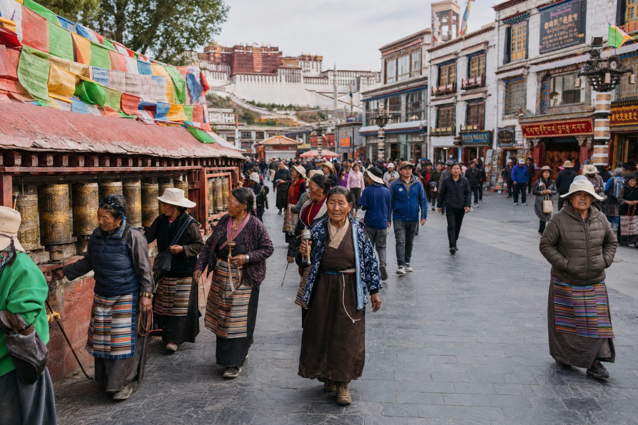Barkhor Street travel scene in Lhasa