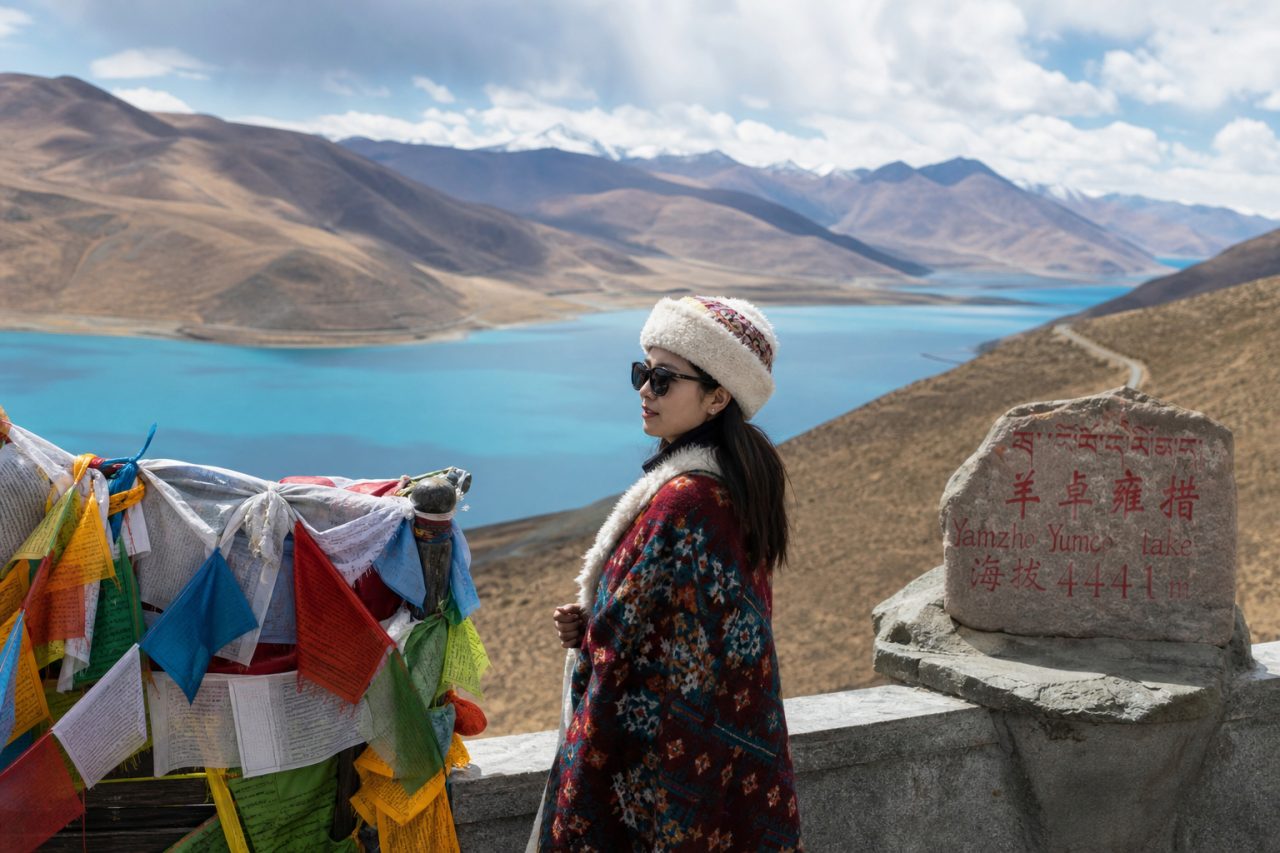 Yamdrok Lake viewpoint on a Tibet route