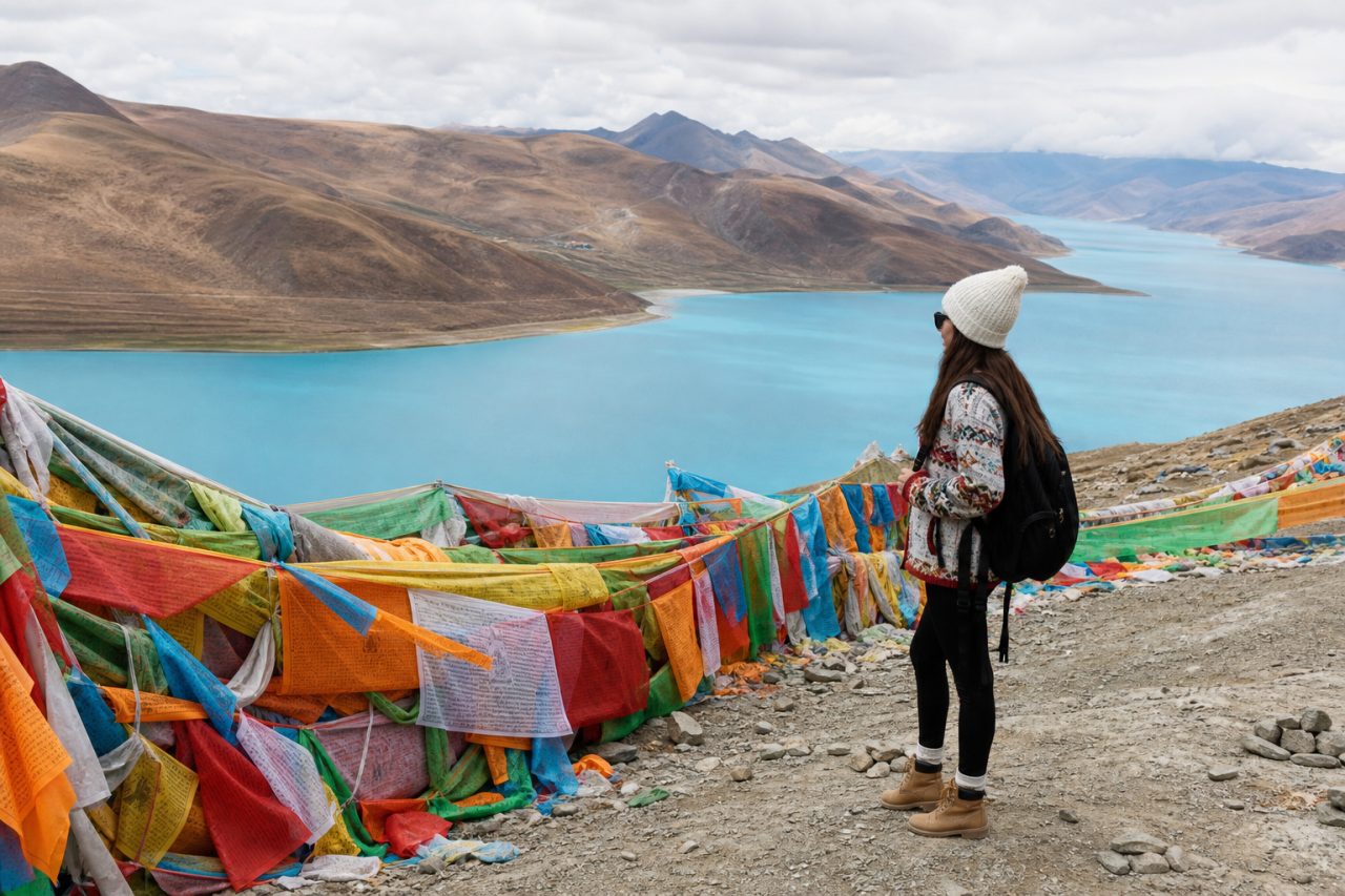 Yamdrok Lake viewpoint on a Tibet route